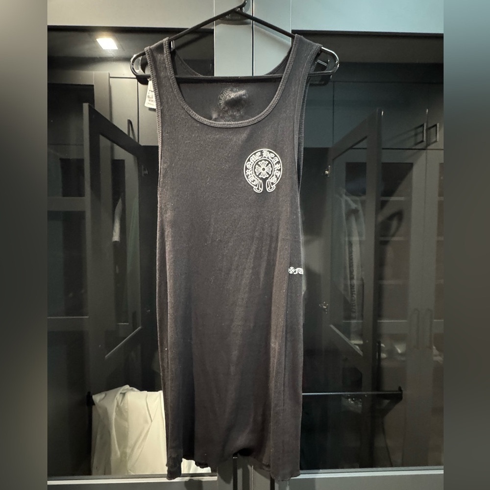 Chrome hearts men F U Black Tank Top with White Logo